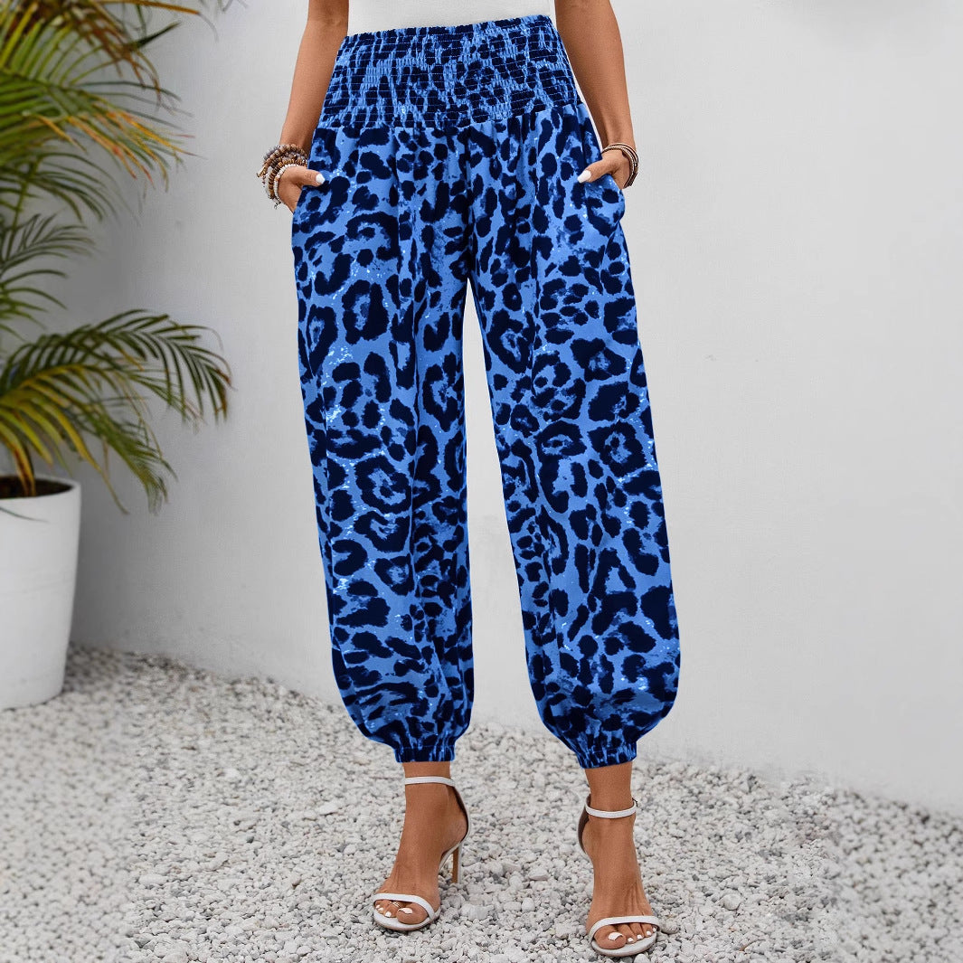 Damen weite Leopardenmuster-Hosen EB