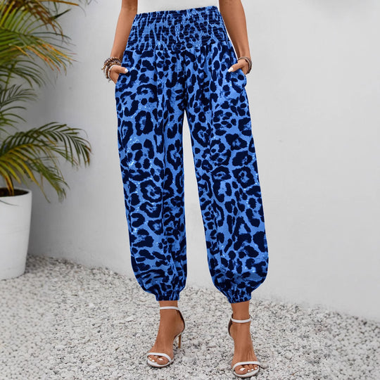 Damen weite Leopardenmuster-Hosen EB