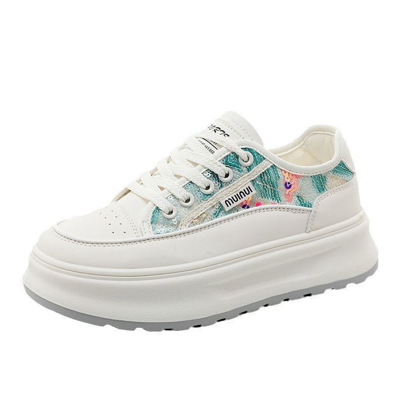 Damen modische Plateau-Sneaker mit trendiger Oberflächenstruktur und dämpfender Laufsohle EB