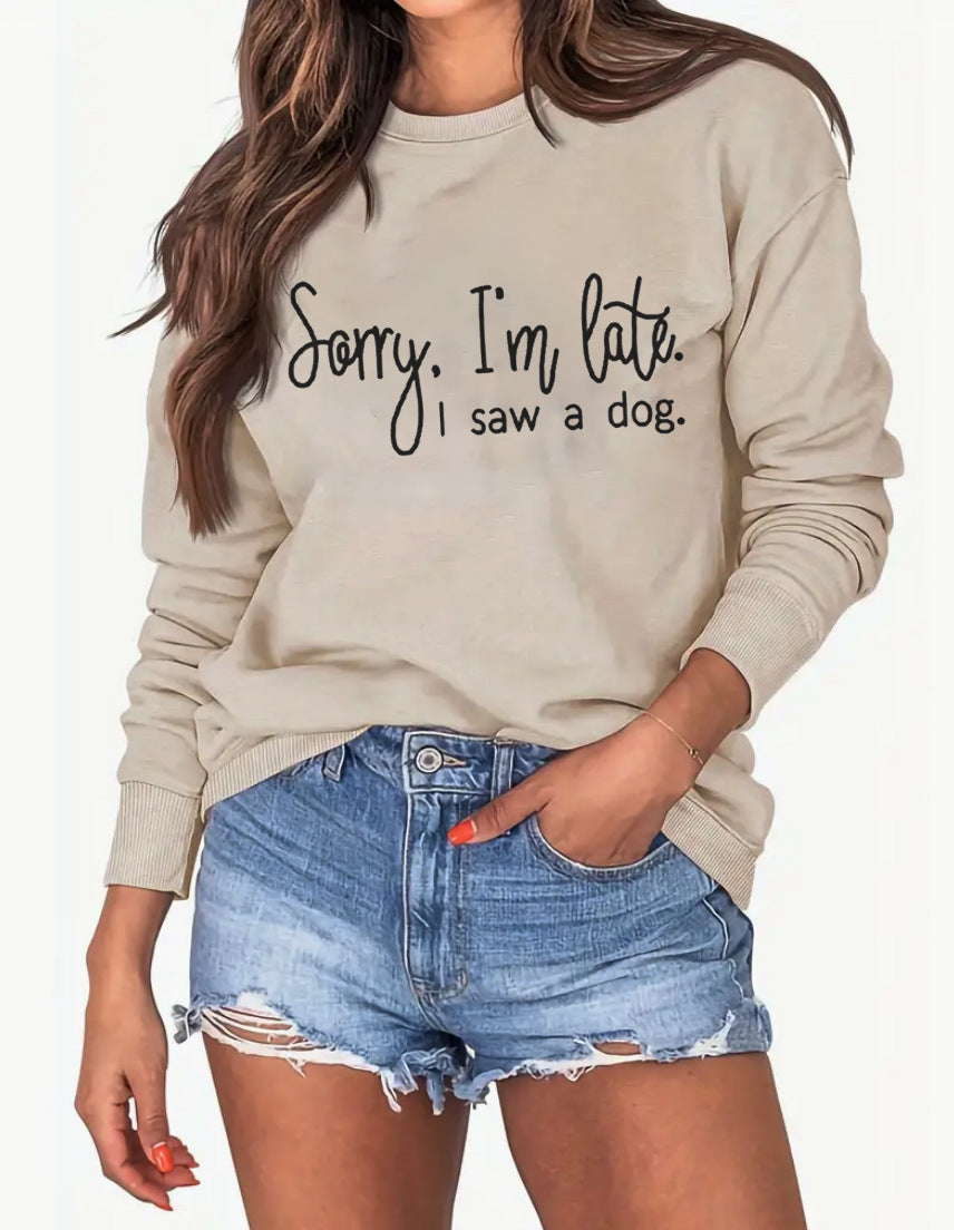 Damen Sweatshirt mit kreativem Druck und lässiger Passform EB