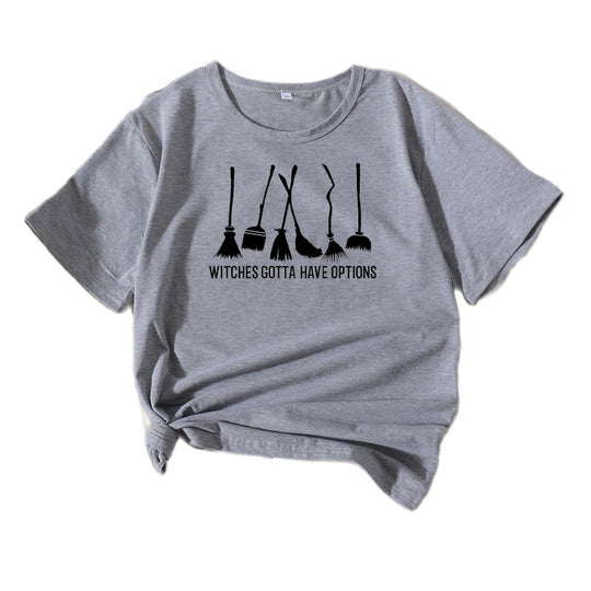 Frauen Grafik Besenstiel Humor T-Shirt Heidi-Mode