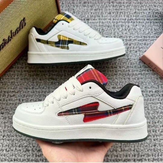Damen Modische Sneakers mit kariertem Design und komfortabler Dämpfung EB