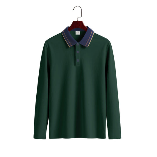 Herren Langarm Poloshirt mit raffiniertem Kragen und modischen Akzenten EB