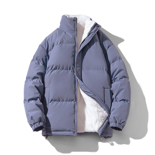 Herren kompakte Thermo-Pufferjacke mit weichem Teddyfutter, hochschließendem Stehkragen und verstellbarem Kordelzug EB