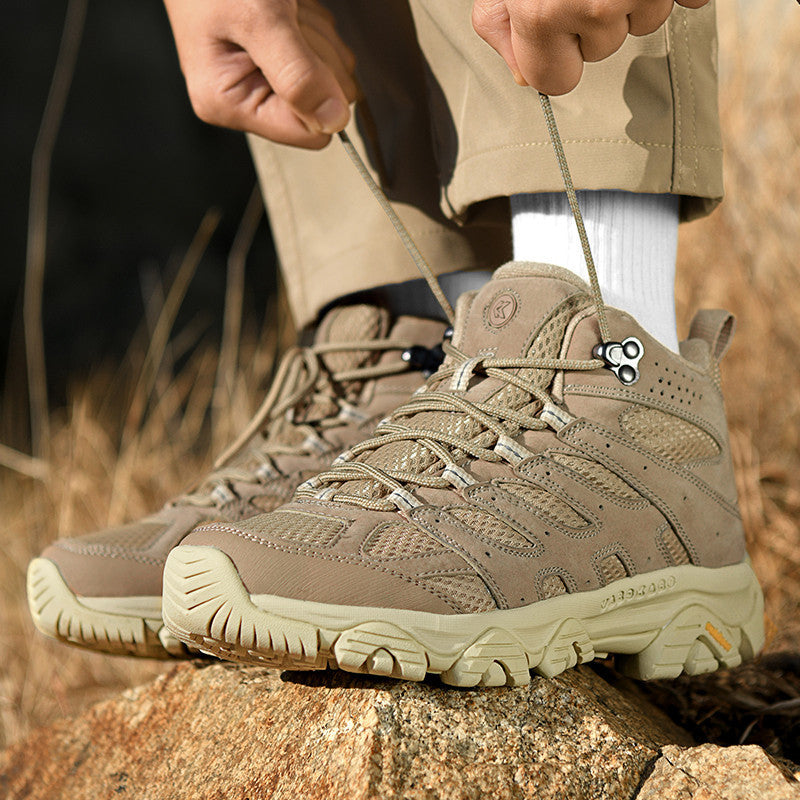 Herren robuste Trekkingstiefel mit wasserdichtem Wildleder‑Mesh, griffiger Offroad‑Profilsohle und verstärkter Zehenkappe EB