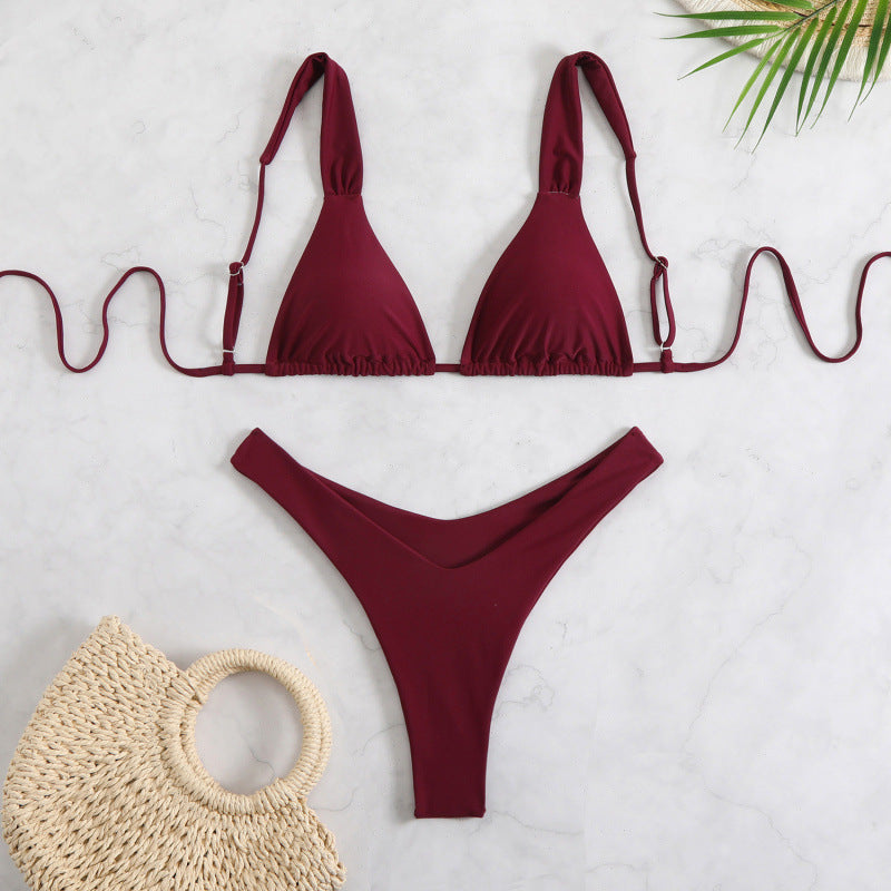 Damen Triangelbikini mit verstellbaren Trägern und hohem Beinausschnitt EB