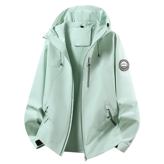 Unisex ultraleichter wasserdichter Kapuzenblouson mit verschweißten Nähten und Brust-Reißverschluss EB
