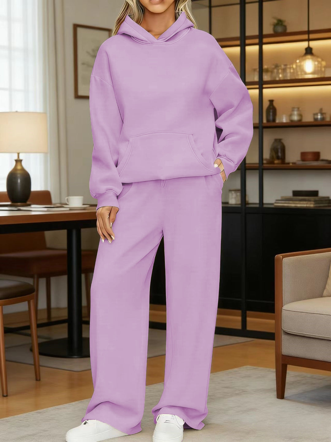 Damen nan kuscheliges Oversize Hoodie und weite Jogginghose Set EB