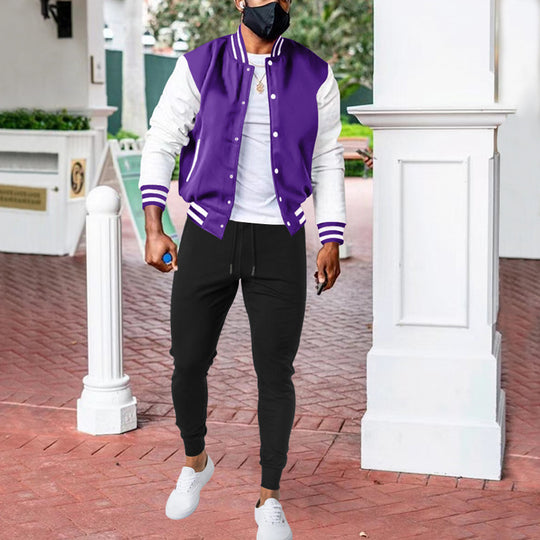 Herren sportliche Collegejacke mit praktischen Taschen und atmungsaktiver Baumwolle EB