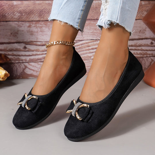 Damen elegante Ballerinas mit funkelndem Schleifen-Detail EB
