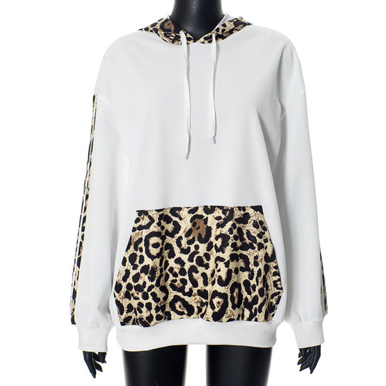 Damen Kapuzenpullover mit einzigartigem Leopardenmotiv und lässigem Schnitt EB