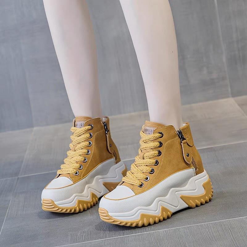 Damen hohe Sneaker mit modischem Reißverschluss und sportlicher Sohle EB