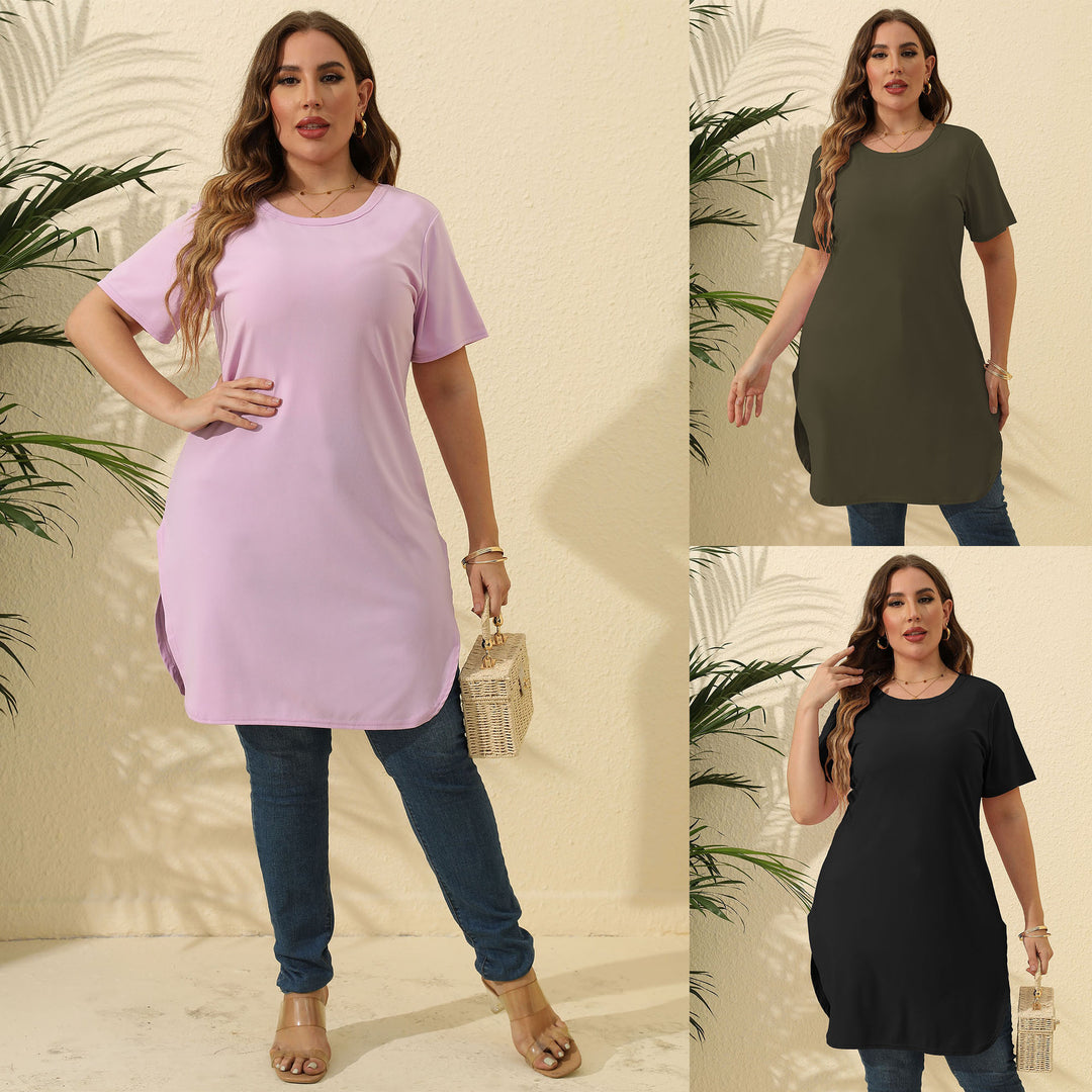 Damen modernes Kurzarm-Tunika-Kleid EB