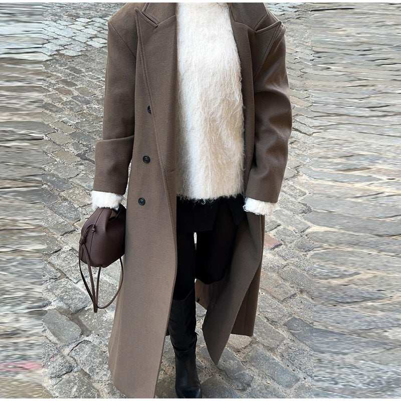 Damen Eleganter doppelt geknöpfter Trenchcoat mit taillierbarem Gürtel und schickem Schnitt EB