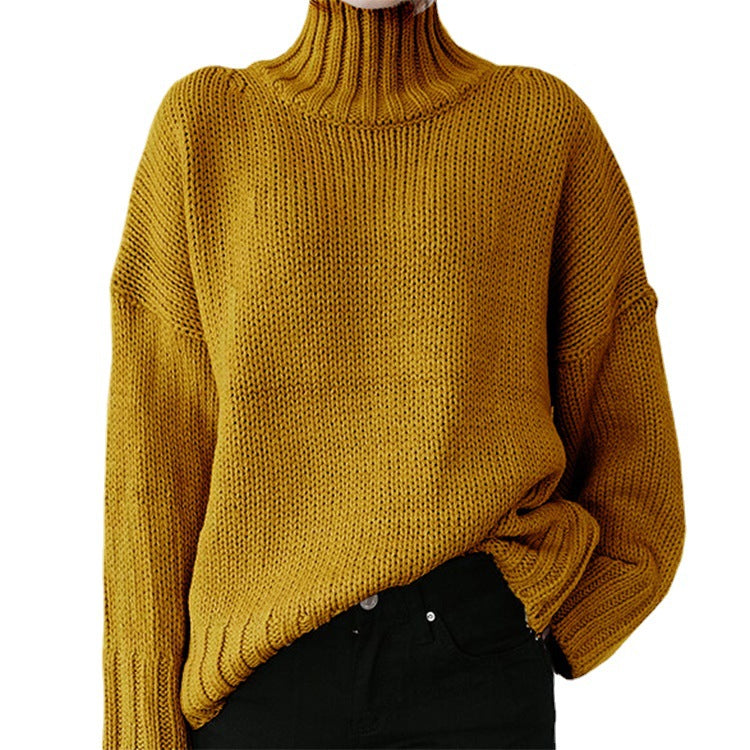 Damen Grober Strickpullover mit Stehkragen EB