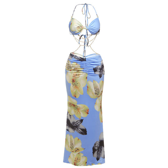 Damen Strandkleid mit trendigem Leo-Print und raffinierten Schnürdetails EB