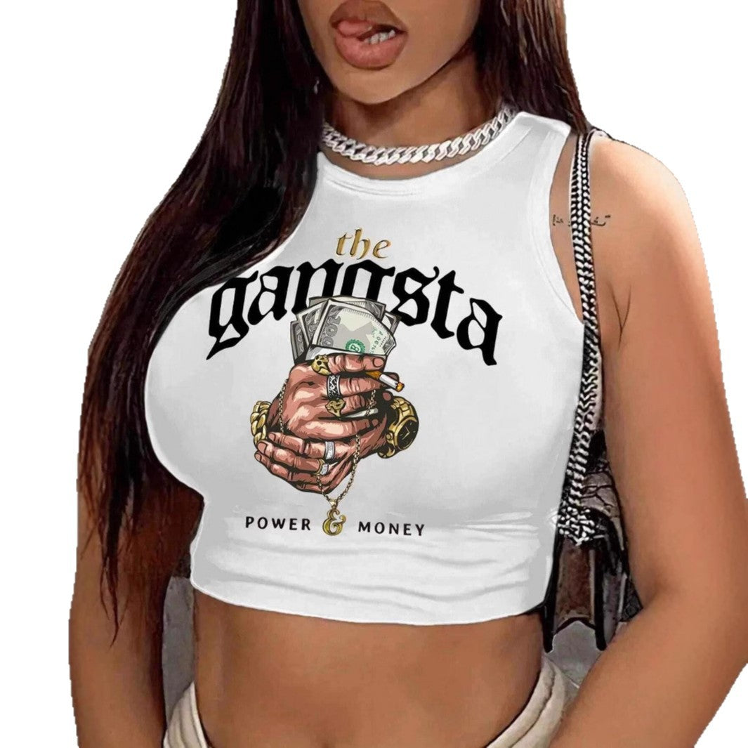 Damen Crop-Top mit urbanem Grafikdruck und trendigem Stil EB