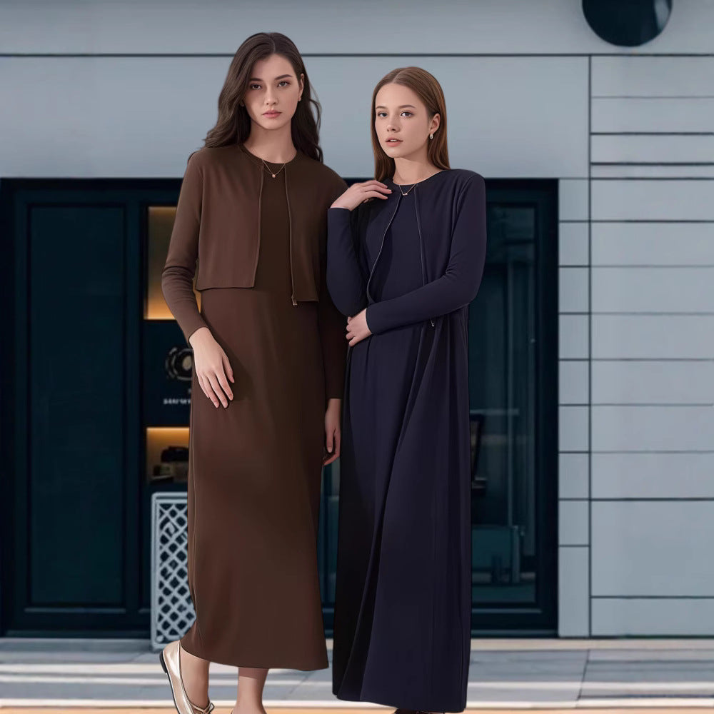 Damen Modisches Maxikleid mit eleganter Silhouette und Langarm EB