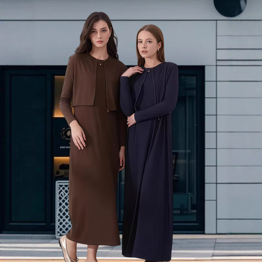 Damen Modisches Maxikleid mit eleganter Silhouette und Langarm EB