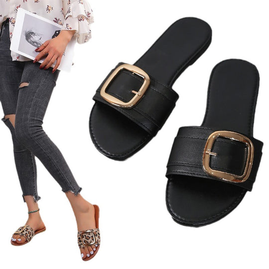 Damen modische Slipper mit eleganter Schnallen-Details EB