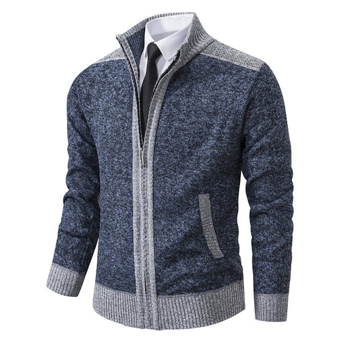 Herren Strickjacke mit modernem Zipper und hochwertiger Struktur EB