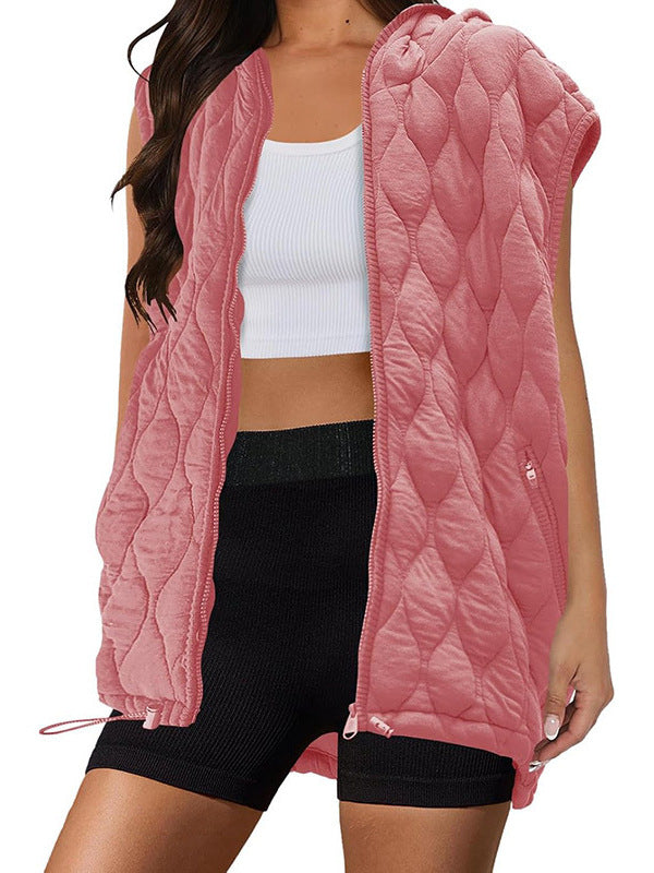 Damen Weste mit Kapuze und gestepptem Design EB