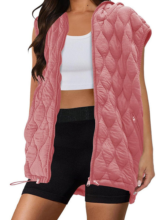 Damen Weste mit Kapuze und gestepptem Design EB