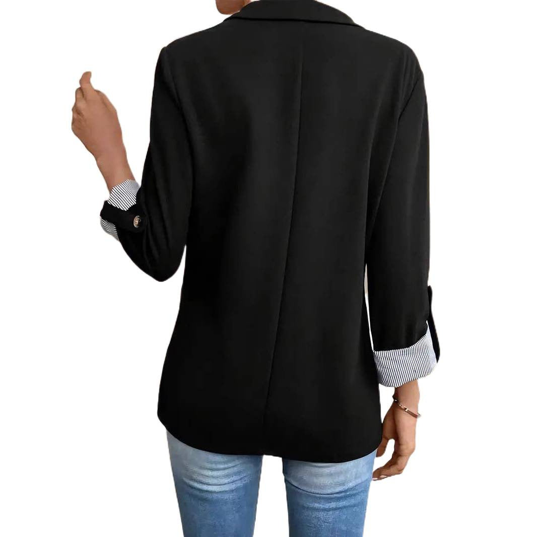 Damen schicke Blazerjacke mit kontrastierenden Ärmeldetails EB