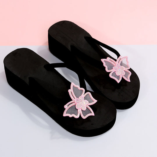 Damen elegante Flip-Flop Sandalen mit floralem Design EB