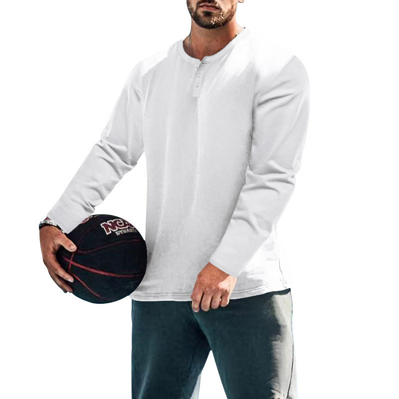 Herren Langärmliges T-Shirt mit Knopfleiste EB