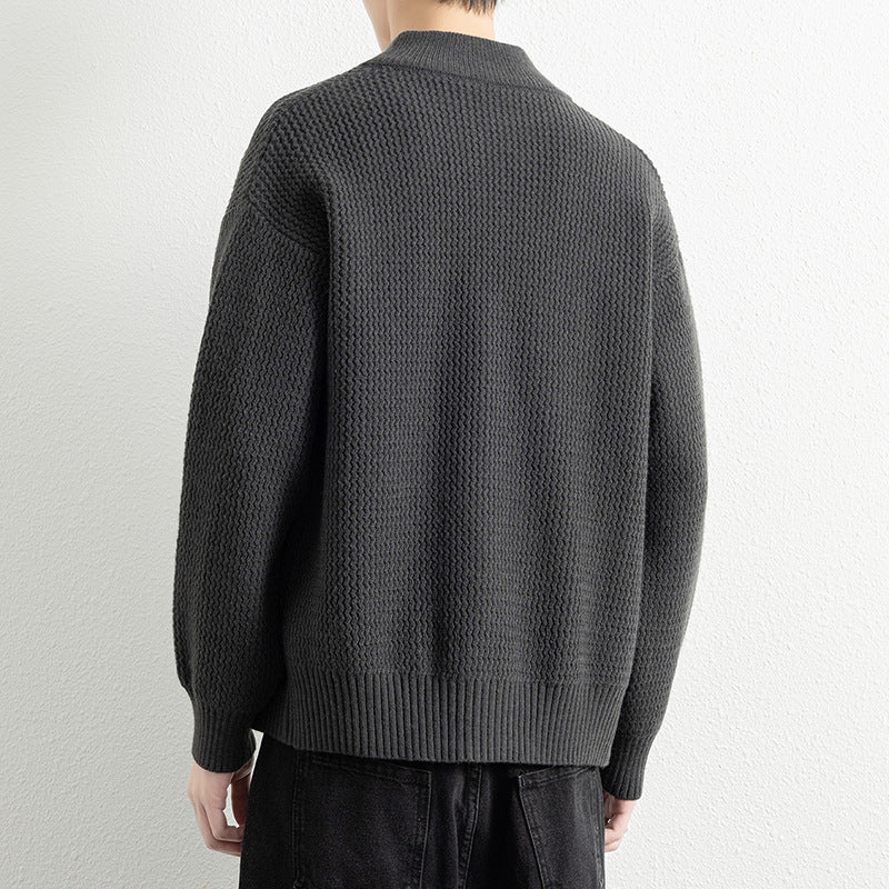 Herren Strickjacke mit hohem Kragen und praktischen Reißverschluss EB