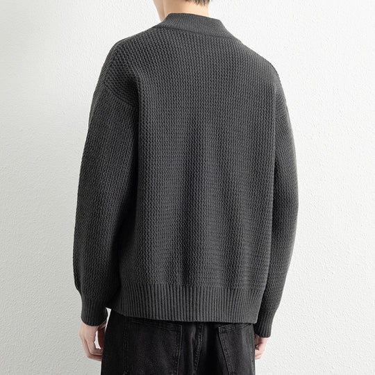 Herren Strickjacke mit hohem Kragen und praktischen Reißverschluss EB