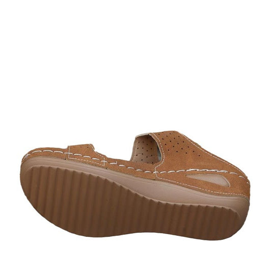 Damen bequeme Riemchen-Sandalen mit modischem Schlangenmuster und flexiblem Fußbett EB