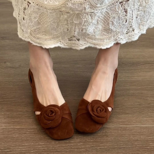 Damen Ballerina-Schuhe mit eleganter Blumendekoration und geschmackvollem Design EB