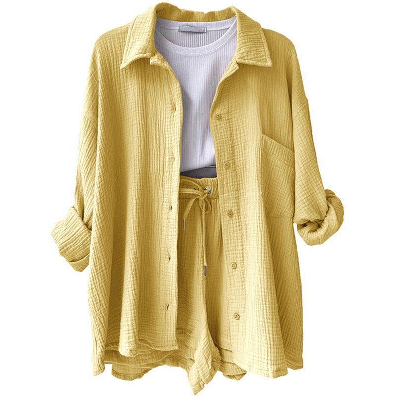 Damen lässige Oversized-Hemdjacke mit Gürtel EB