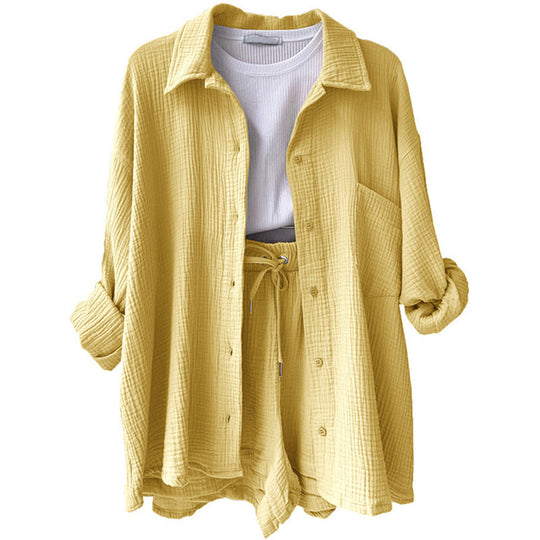 Damen lässige Oversized-Hemdjacke mit Gürtel EB