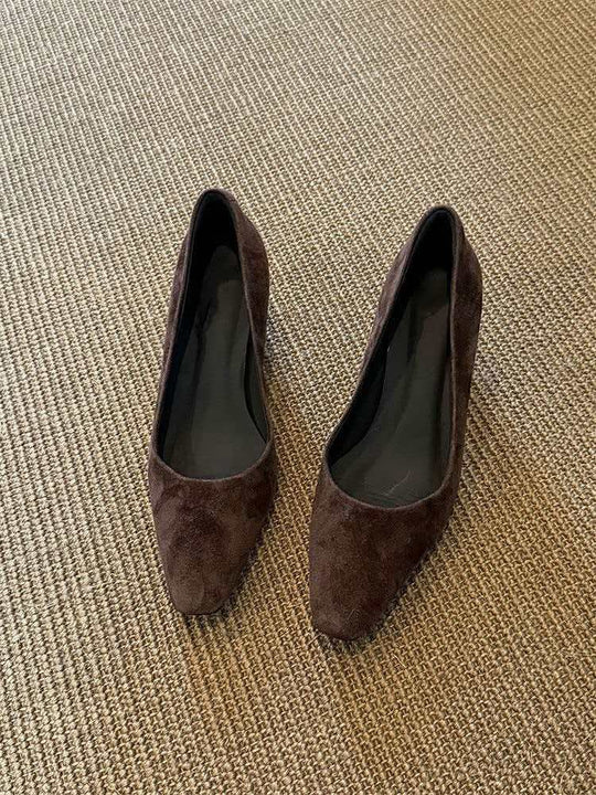 Damen edel wirkende Flachschuhe aus Wildleder mit modischer Spitze EB