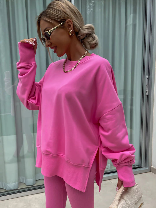 Damen Sportlicher Freizeitanzug mit oversized Sweatshirt und enganliegenden Leggings EB
