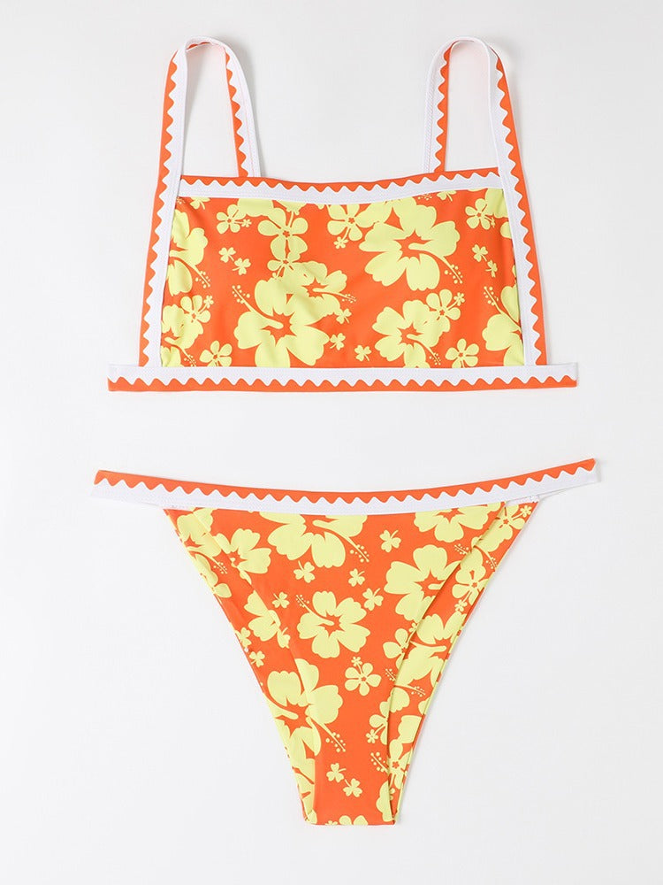 Damen Bikini-Set mit floralem Design und trendy Trägerdetails EB