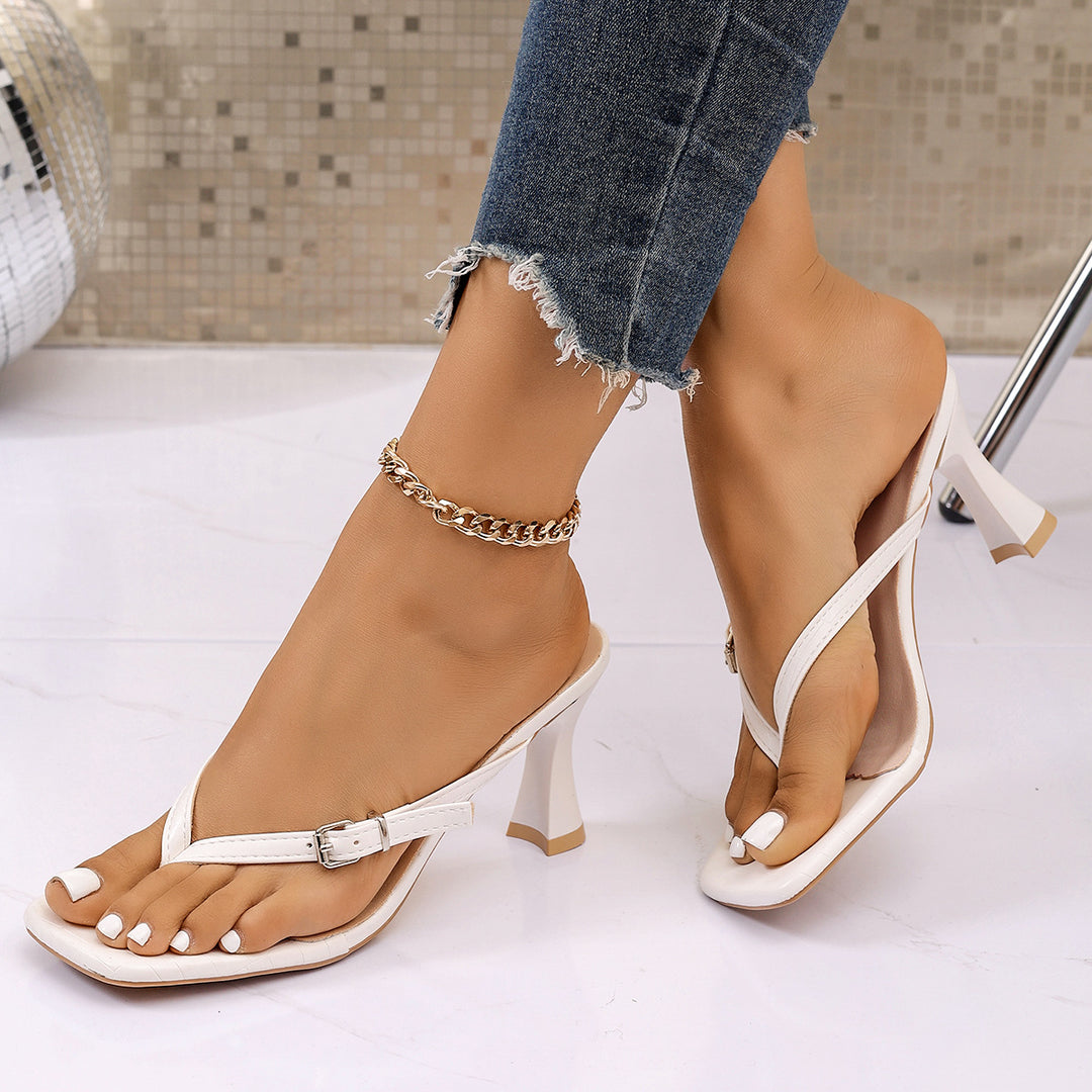 Damen elegante Absatzsandalen mit raffiniertem Riemen-Design EB