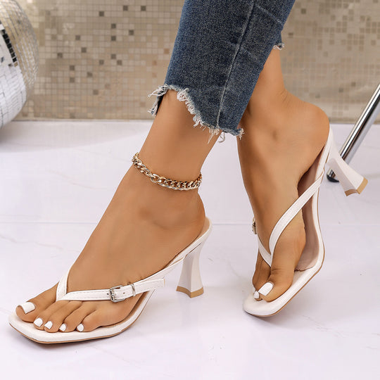 Damen elegante Absatzsandalen mit raffiniertem Riemen-Design EB