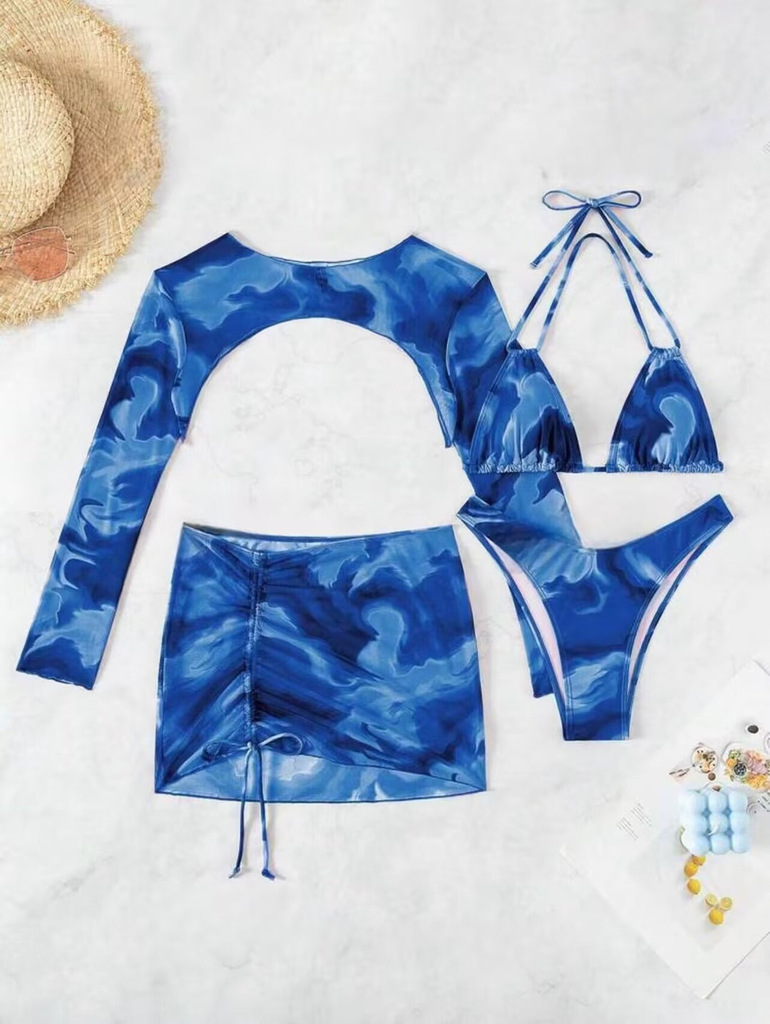 Damen Bikini-Set mit raffiniertem Rückenausschnitt und modischer Wickelrock EB