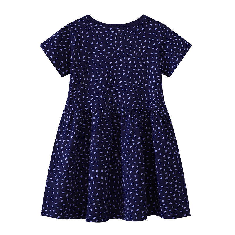 Mädchen T-Shirt Kleid mit buntem Dinosaurier- und Blumenmotiv EB