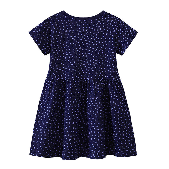 Mädchen T-Shirt Kleid mit buntem Dinosaurier- und Blumenmotiv EB