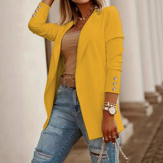 Damen Eleganter Blazer mit glamourösen Knöpfen und taillierter Passform EB