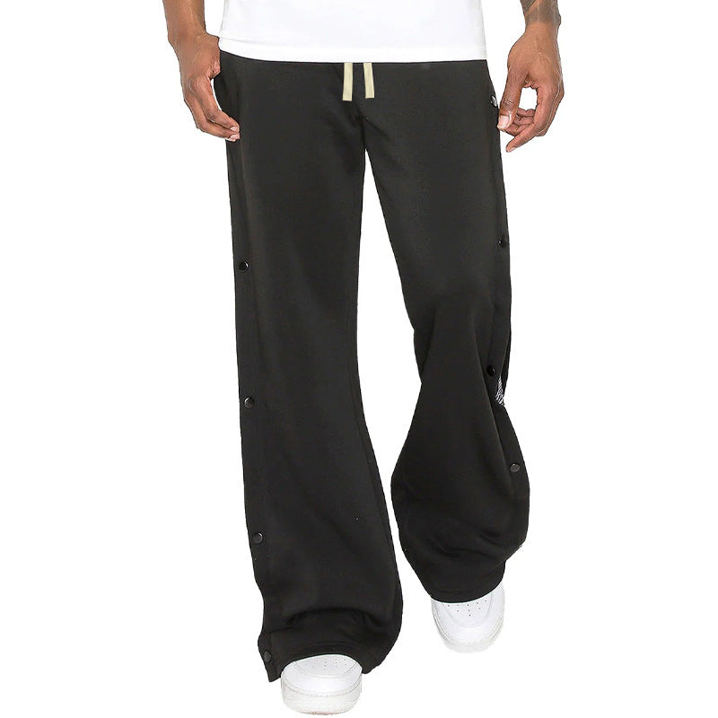 Herren Weite Sweatpants mit seitlicher Druckknopf‑Öffnung & Bandana‑Einsatz EB