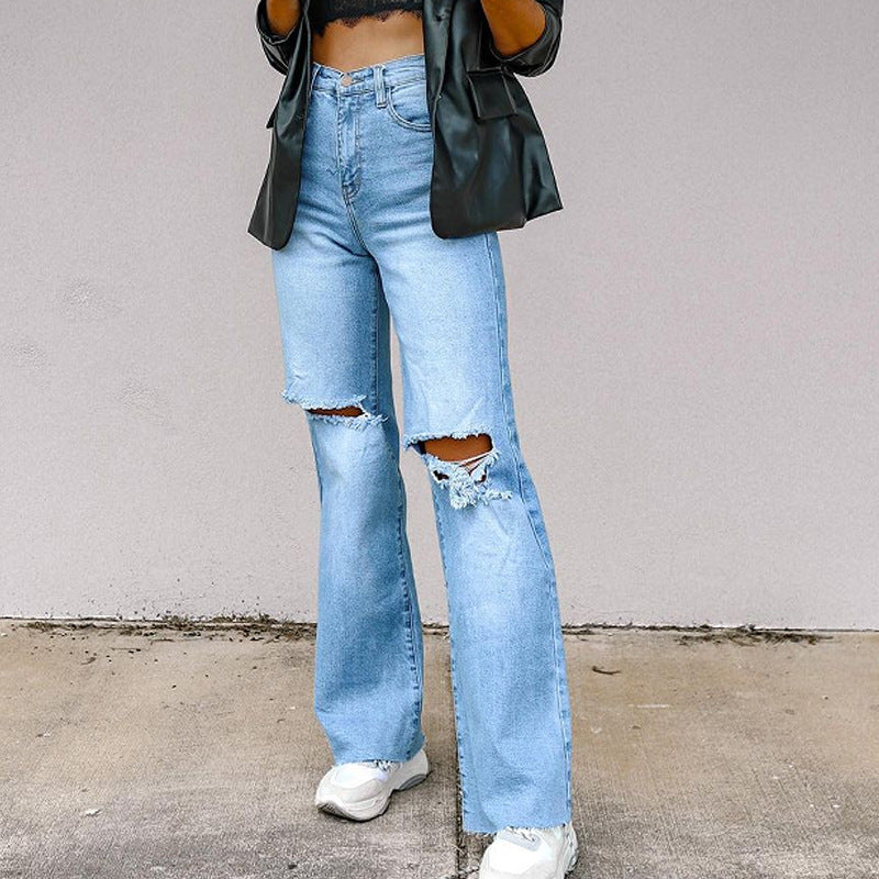 Damen Flared Jeans mit modernen Destroyed-Details EB