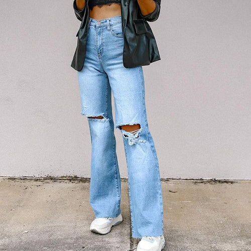 Damen Flared Jeans mit modernen Destroyed-Details EB