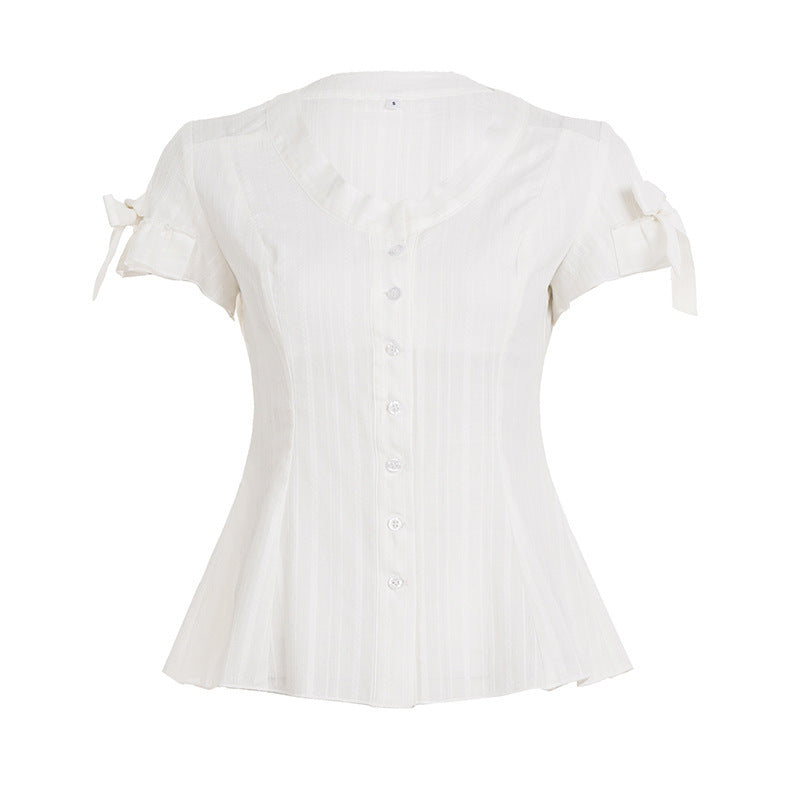 Damen Blusenshirt mit modischem Schnitt und Rüschendetails EB