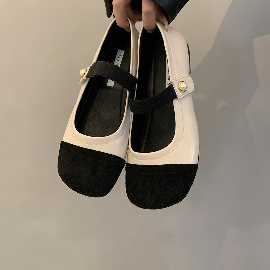 Damen Ballerinas mit elegantem Riemchen und modischer Perlenverzierung EB